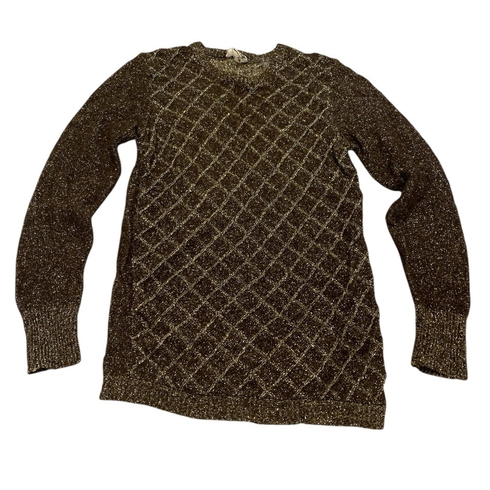 VINTAGE Mirella Knits Made in Italy Lurex Diamond Long Sweater Tunic Top XS